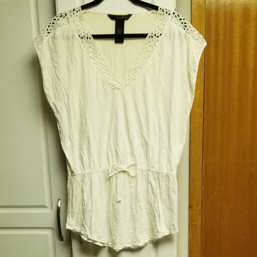 👙Calvin Klein Jeans tunic top with decorative detail and synched tie waist